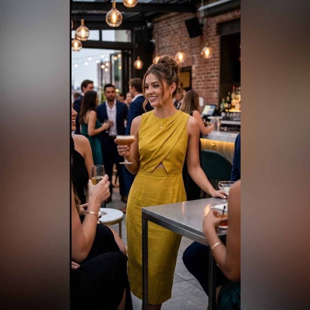 ASOS Mustard Yellow Midi Dress